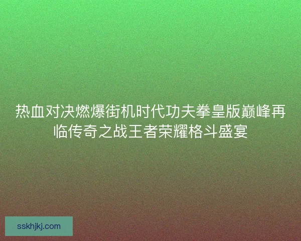 热血对决燃爆街机时代功夫拳皇版巅峰再临传奇之战王者荣耀格斗盛宴