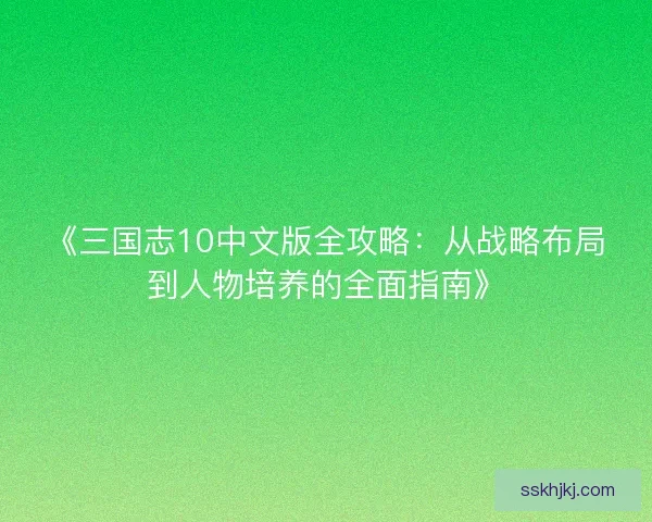 《三国志10中文版全攻略：从战略布局到人物培养的全面指南》